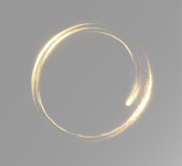 Sparkling golden circular trail with glowing light and fire particles, elegant magic ring isolated for festive overlay composition © Alehandro