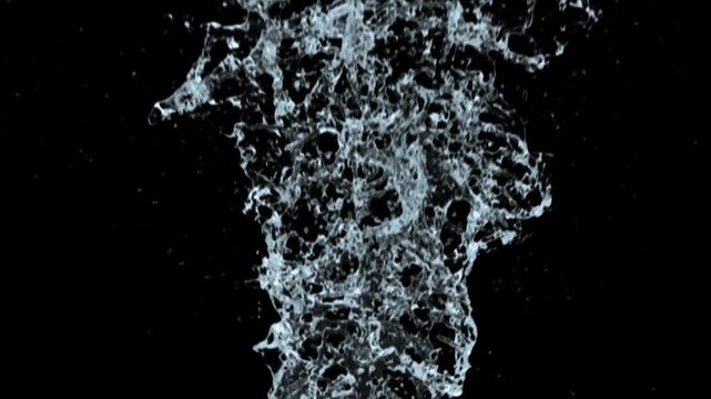 Dynamic liquid motion with flowing water streams and detailed splash patterns.