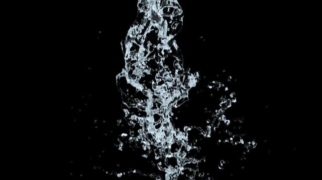 Abstract fluid movement featuring rushing water, droplets, and expressive splash patterns.