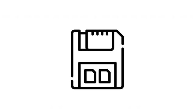 Storage memory floppy disk outline suitable for technologythemed designs, retro illustrations, and nostalgic graphics for digital media projects.