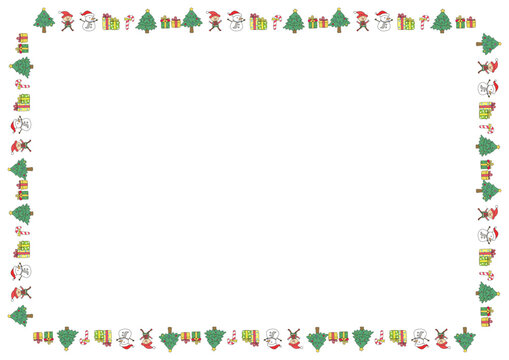 Cute Christmas Border Frame with Christmas Trees, vector design