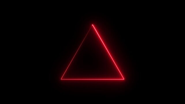 Glowing neon line triangle icon animation on black background
