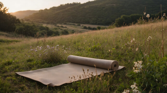 Organic textured fabric roll in scenic field