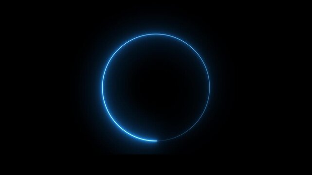 neon ellipse circle border loop icon. Neon round frame, circle, ring shape, loading, Blue neon circle waves loop animation