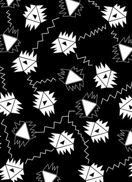Black and white abstract geometric seamless pattern