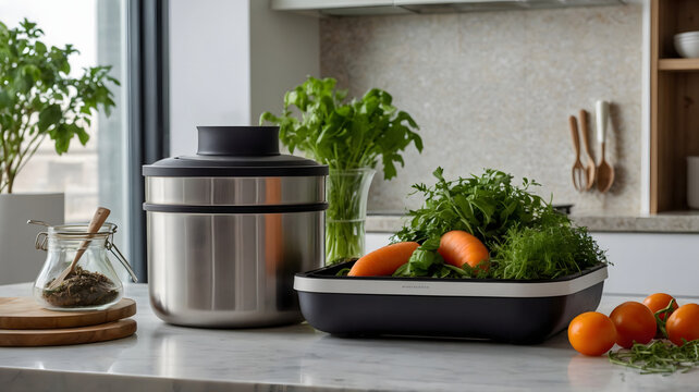 Premium electrical multi cooker appliance on kitchen counter