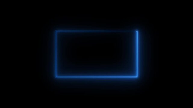 abstract glowing neon rectangle frame animation green screen 4k. Bright neon border frame effect isolated