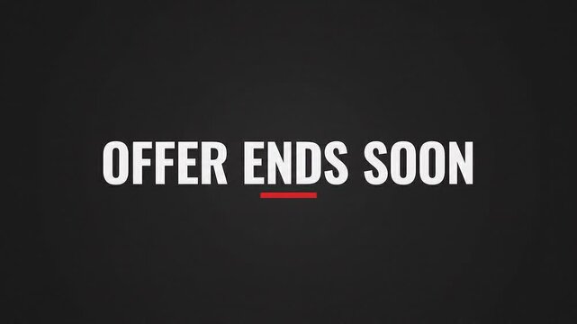 Offer Ends Soon text animation for digital marketing and promotional sales campaigns.