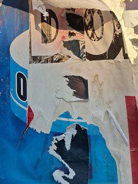 Torn and ripped street poster background, messy old paper texture