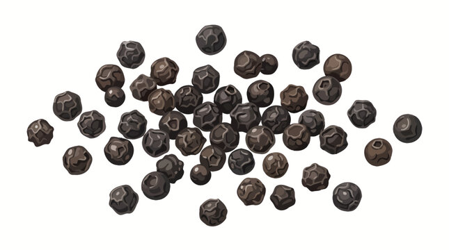 Vector illustration of a scattering of dry black peppercorns isolated on white background