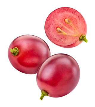 Flying grapes set isolated on white background. Ripe organic fresh berries levitation collection with clipping path