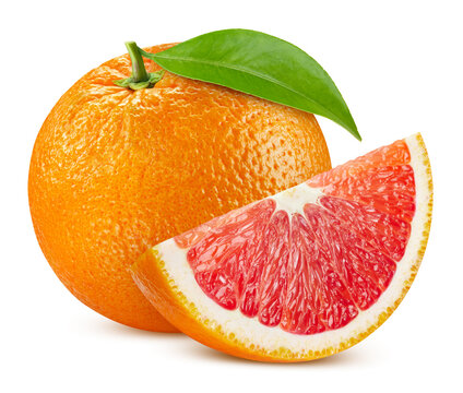 Red orange with fresh slices isolated on white background with clipping path