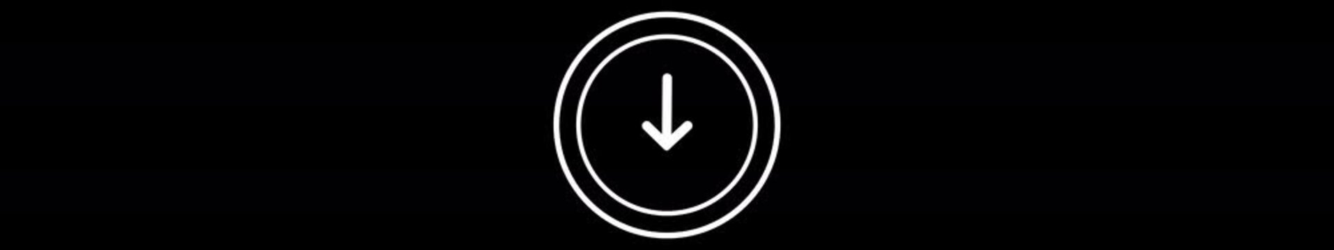 Circle Download Icon Animation on Black Background. Download Progress, Preloader Animation Web Design Template. Seamless Loop Animation in 4K Ultrawide with Alpha Channel.