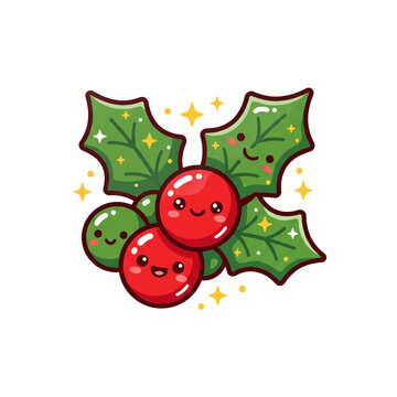 Christmas Holly Berry Sticker with Transparent Background for Holiday Crafts and Decorations