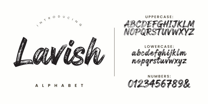 Lavish alphabet elegant brush script font for luxury fashion boutique branding and celebration