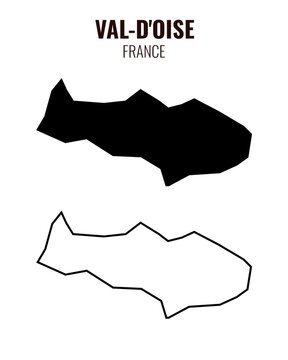 Val-d'Oise map vector illustration set, French department silhouette and outline map