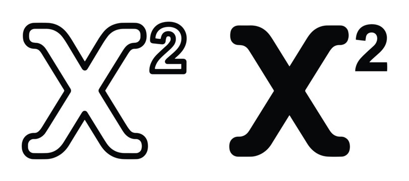 X Squared Math Symbol, Vector Icons: Outline and Solid Black Versions