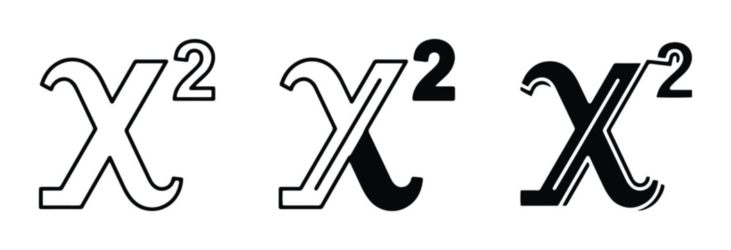 Chi-Squared Symbol Variations, Statistical Math Icon Set, Scientific Research Data Analysis