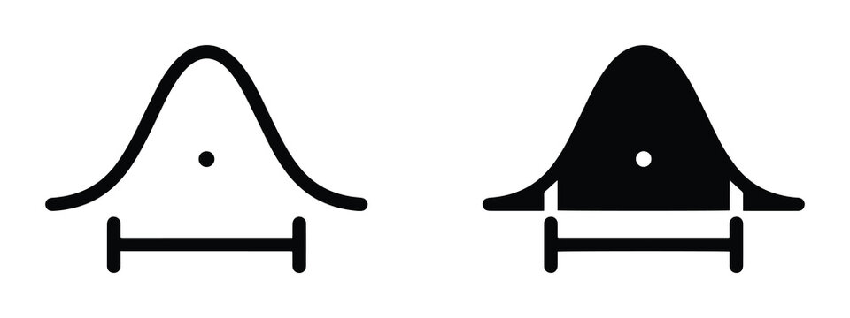 Statistical Distribution Icons, Normal Curve, Bell Curve, Data Analysis, Probability
