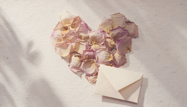 Pink and Gold Heart-Shaped Flower Arrangement on Light Surface