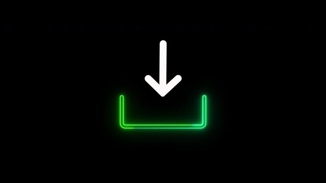 Classic Download Icon Animation on Black Background. Download Progress, Preloader Animation Web Design Template. Seamless Loop Animation in 4K with Alpha Channel.