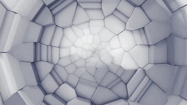 Abstract Voronoi Geometric Tunnel Changing Colors Motion Graphic Seamless Loop