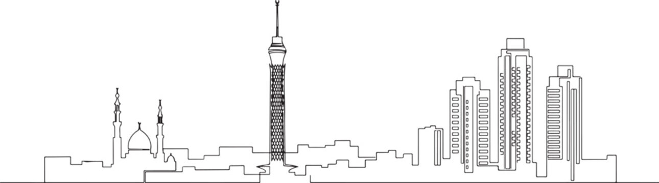 Minimalist cairo skyline line art illustration landmarks outline
