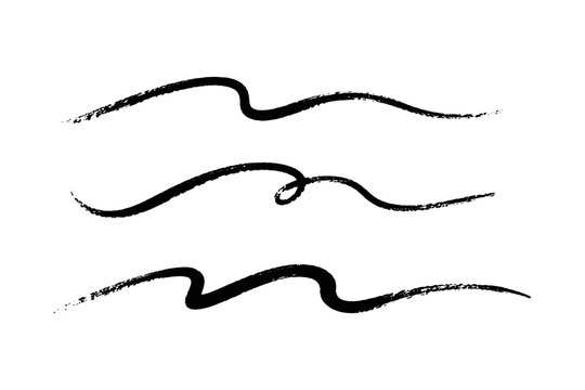Black Brush Stroke Set Hand Drawn Ink Illustration