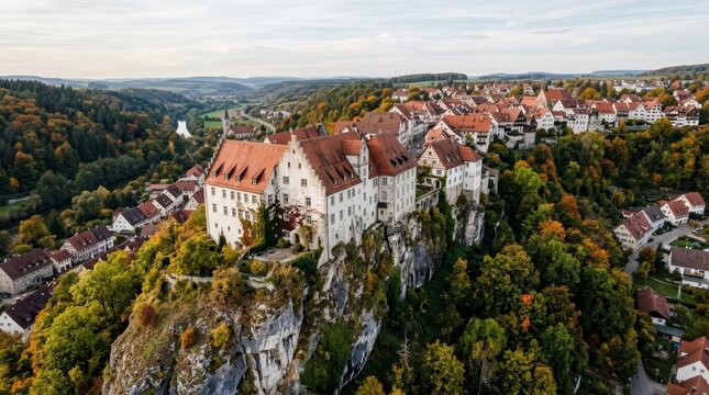 Historic buildings and town centre of Tuttlingen in the Baar and Heuberg area of Germany.