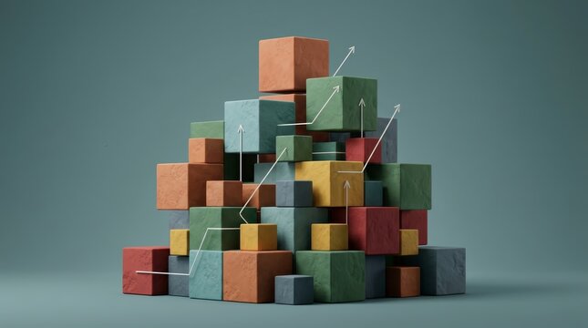 Organizational structure and business scaling shown through a dynamic abstract concept.