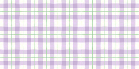 Naklejka premium Watercolor purple gingham seamless pattern with soft hand drawn lines. Irregular checkered grid with organic texture. Pastel plaid print for textile, fabric and wrapping paper. Vector illustration