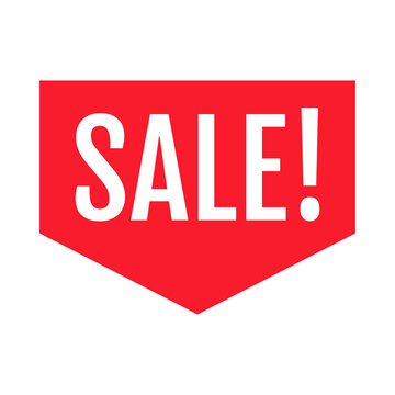 Red sale tag banner with white text exclamation mark asset vector illustration modern shape buy now shop today promotion tag exclamation discount promotion shopping as transparent cutout