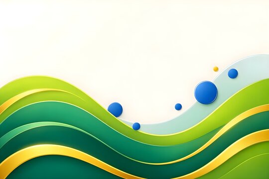 Brazil Independence Day patriotic background, vibrant green tropical-inspired abstract waves, golden yellow highlights, blue circular accents inspired by the Brazilian flag, soft lighting