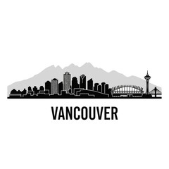 Obraz premium Vancouver City Skyline Silhouette - Black and White Illustration