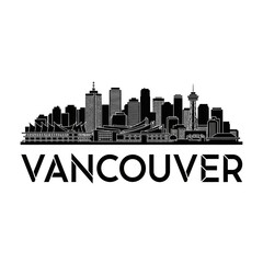 Naklejka premium Vancouver Cityscape Silhouette: Architectural Landmark Design