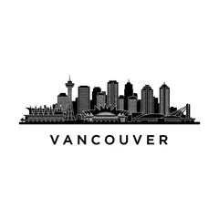 Fototapeta premium Vancouver Cityscape Silhouette: Black and White Architectural Design