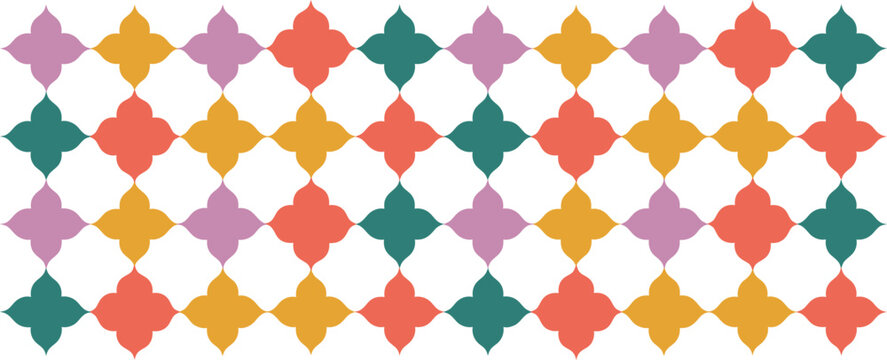 Islamic ornamental tile pattern background. Geometric arabic seamless motif for Ramadan Kareem celebration, Eid Mubarak greeting cards, middle eastern decor and Islamic banner design.