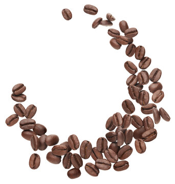 Coffee beans splashing
