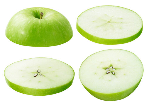 Set of green apple isolated