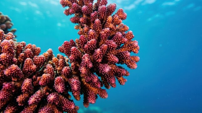 Close-up of massive encrusting coral in vibrant underwater setting