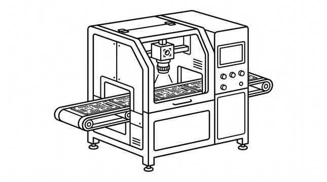Industrial laser marking machine with conveyor belt line drawing