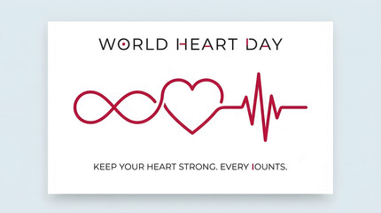 Obraz premium World heart day concept illustration featuring an infinity symbol, a heart shape, and an ecg heartbeat line