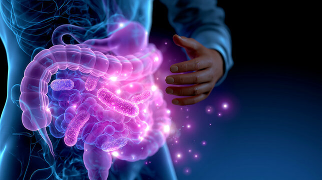 detailed illustration of colorful bacteria organisms floating, biology research and medical science concept