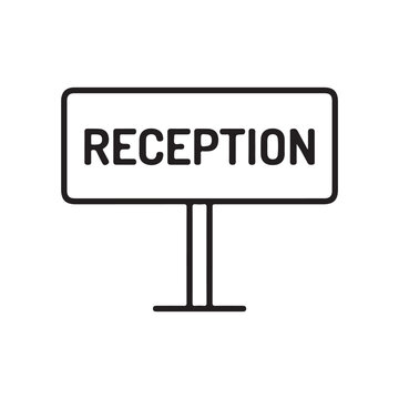 Minimalist reception sign with bold typography serves as a directional or informational office or hotel label.