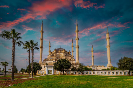 Sabanci Merkez Mosque view in Adana City of Turkey