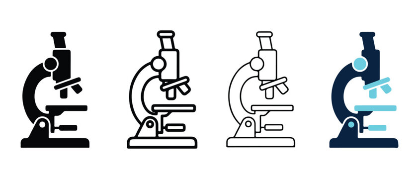 microscope icons with transparent background for scientific educational and medical illustrations