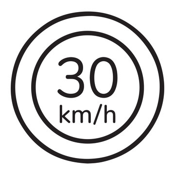Speed limit sign displaying 30 kilometers per hour in a simple circular design with a border.