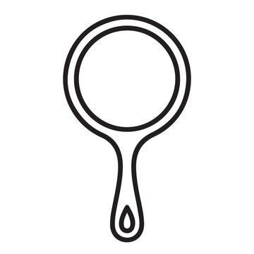 Minimalist black outline of a magnifying glass with a circular lens and a droplet at the bottom handle.