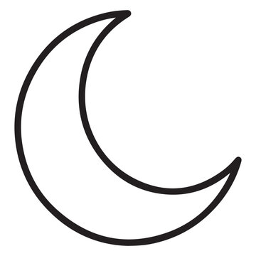 Simple line drawing of a crescent moon with smooth, clean outlines against a plain white background.