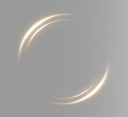 Radiant gold circular ring with smooth glowing edges and a sweeping light trail, isolated luminous effect for elegant overlay design © Alehandro